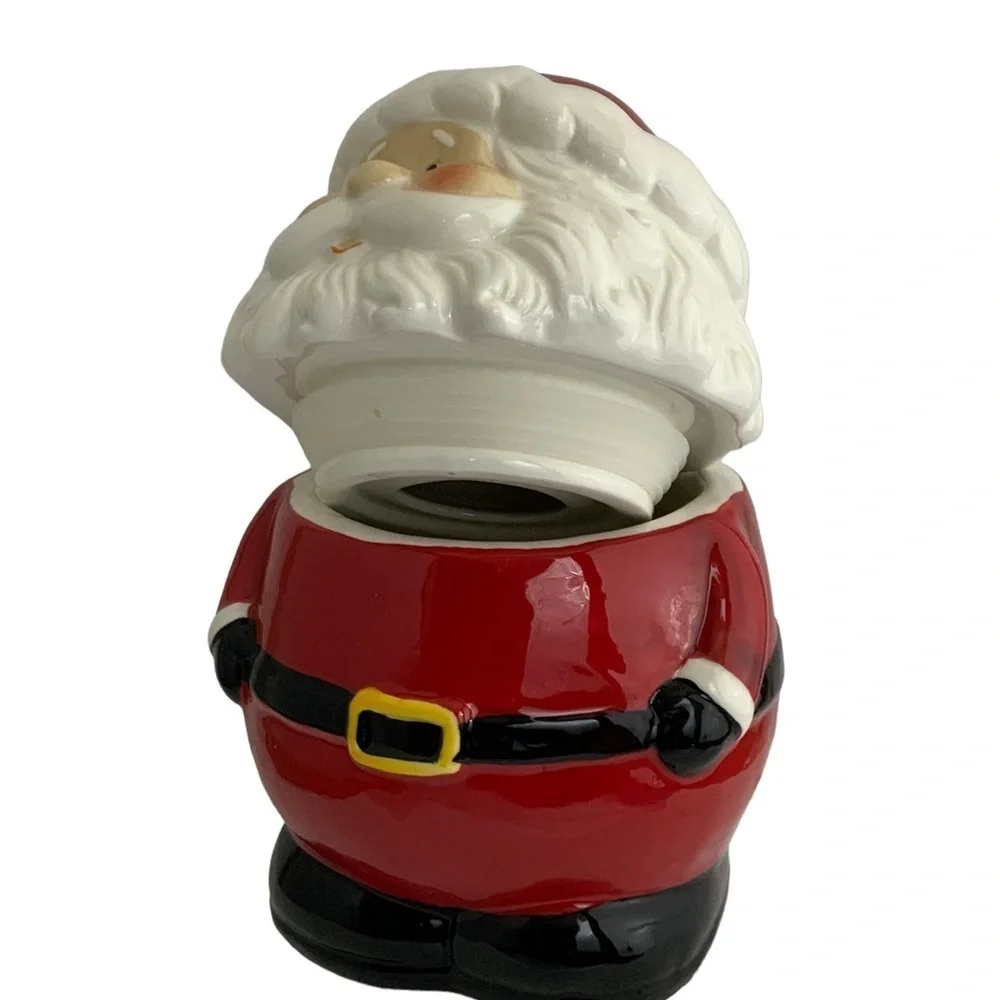 Santa Cookie Jar Nostalgic Christmas Holiday Jar Tight Seal Red White